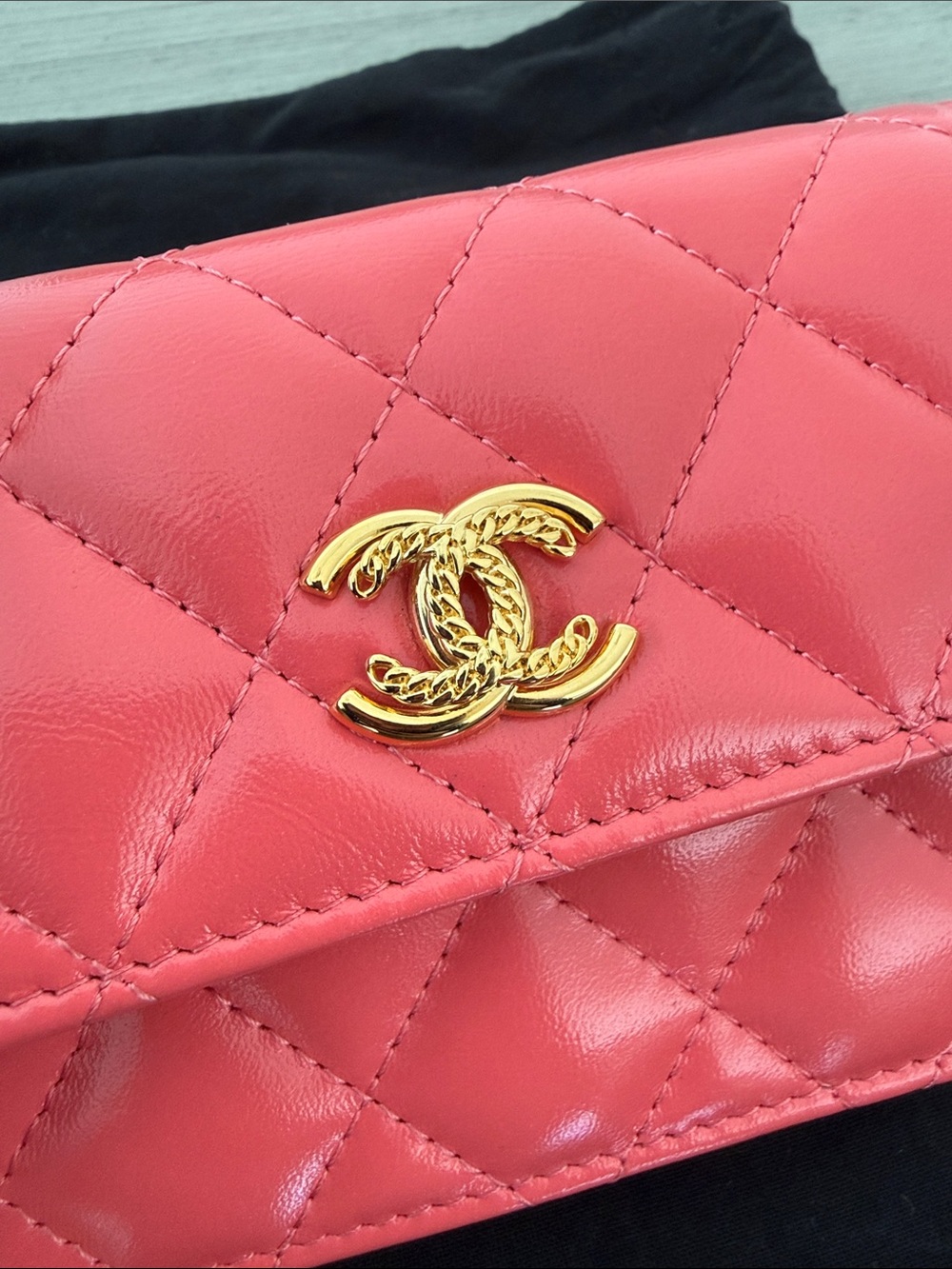 CHANEL Red Pink Quilted Mini Gold Chain Crossbody - Picture 6 of 15